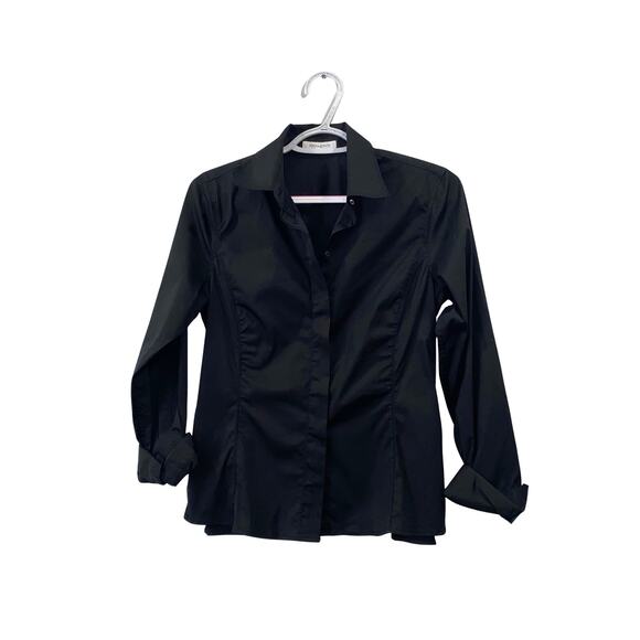 Rivamonti Black Button-Up Long Sleeve Shirt Women's Classic Fit Size M - Picture 1 of 8